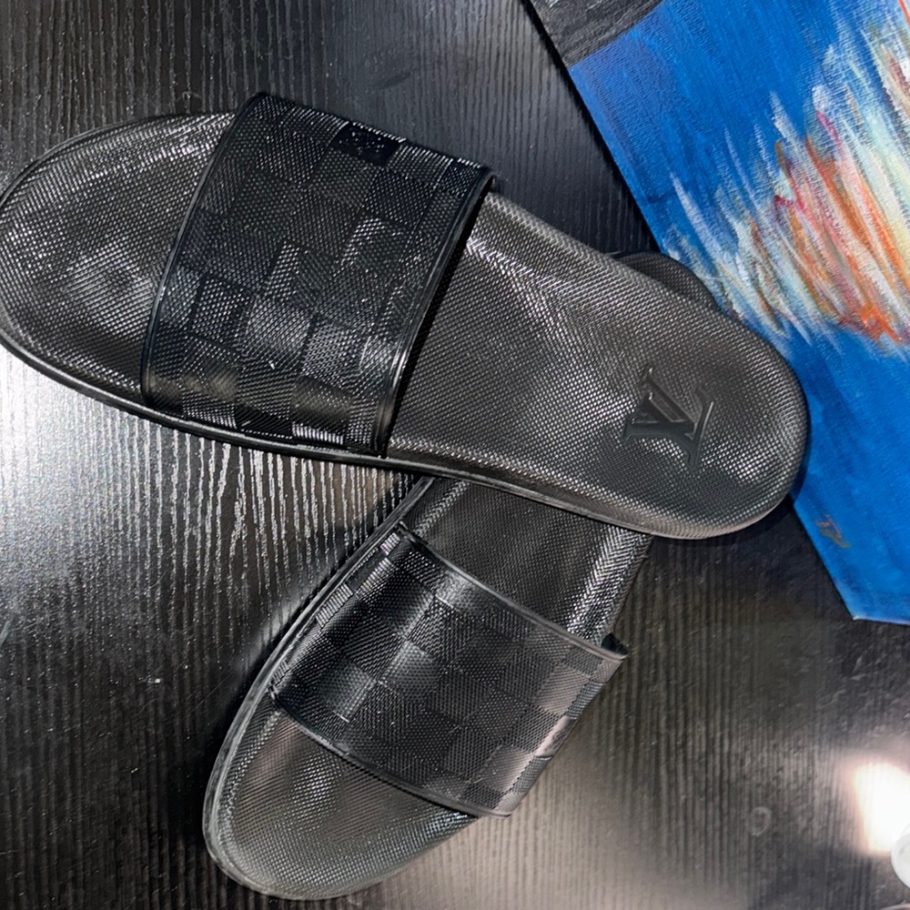 Louis Vuitton Black Slide Sandals